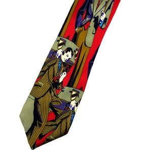 Roaring 20s / Prewar Graphic 100% Silk Tie in EUC